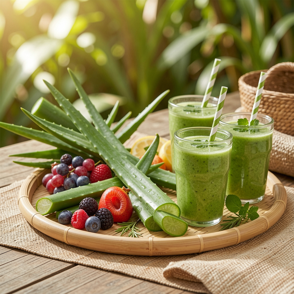 Vitality complex in natural wellness lifestyle setting with fresh ingredients